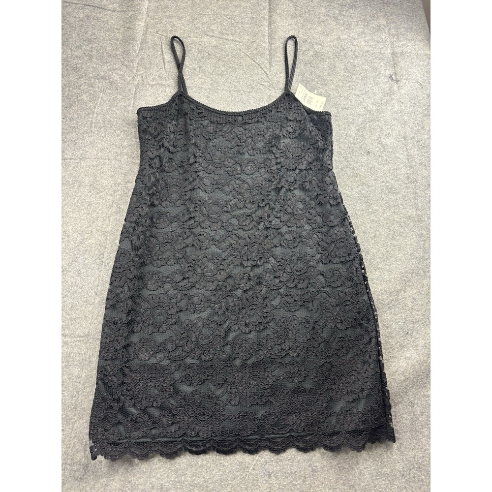 VTG Delicates Black Tank Lace Mini Dress Party Sexy Going Out Y2K Sexy Women's L